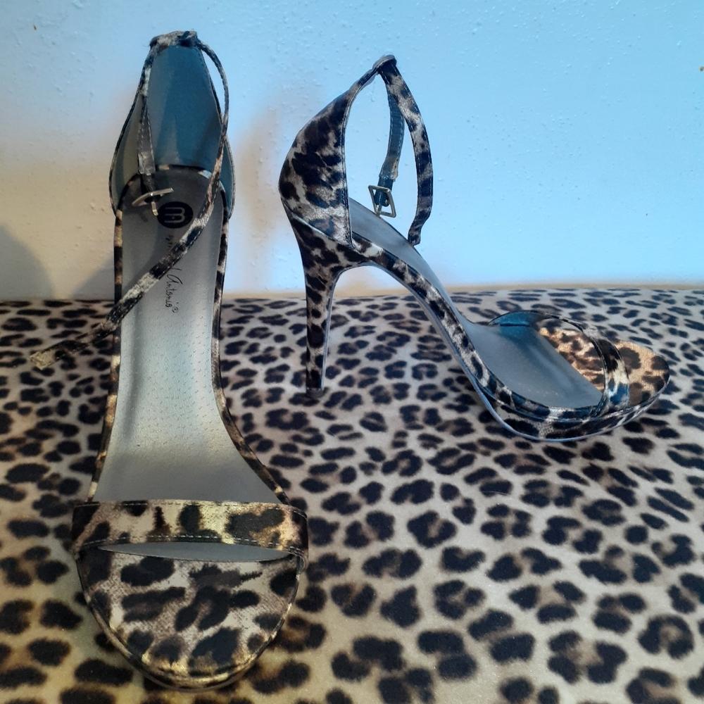 Michael Antonio animal print high heel sandals